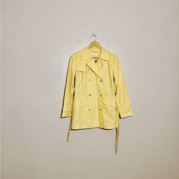 Yellow Charter Club Belted Trench Size S EUC - Picture 3 of 6